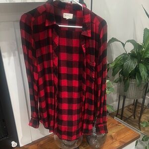 Melloday Red and Black Plaid Shirt